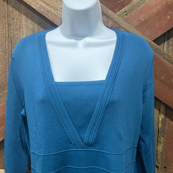Spence Turquoise Teal Career Wear Blouse Mock Camisole Women Large Mature - Picture 2 of 11